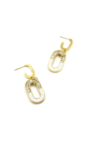 Baget Taşlı  Küpe - Altın