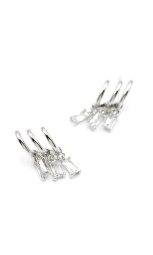 Baget Taşlı Küpe - Gümüş