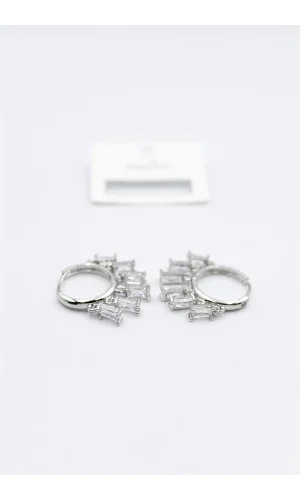 Baget Taşlı Shakira Küpe - Gümüş