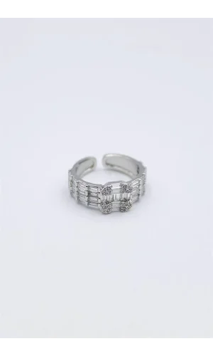 Baget Taşlı Yüzük - Gümüş