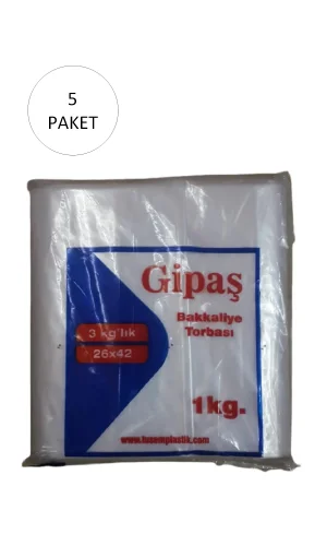 Bakkaliye Naylon Torba 3kg lık 26x42 cm 5 Paket (Takriben 825 Adet)