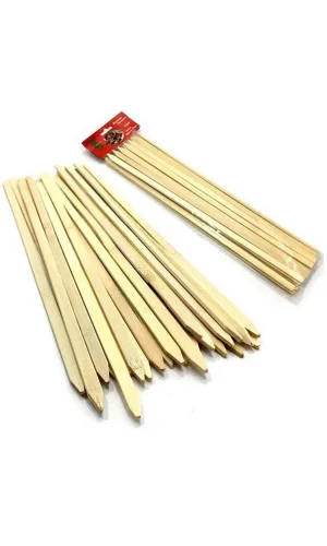Bambu Adana Kebap Şişi Ahşap 25 Adet Yassı Çöp Şiş Kebap Şişi 30 cm