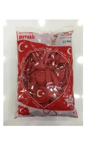 Baskılı Ay Yıldızlı Balon 100lü - Ürün Kodu : ORC.B.EVİ.36