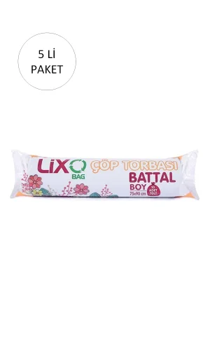 Battal Boy Çöp Torbası 75 x 90 cm 10 Lu Rulo x 5 Paket = 50 Adet (Mavi)