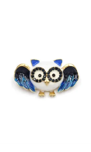 Baykuş Broş - Mavi