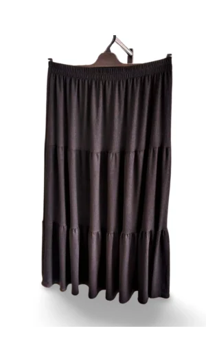 Beli Lastikli Bürümcek Kumaş Etek Anne Eteği Uzun Namaz Eteği Siyah 44-52 beden