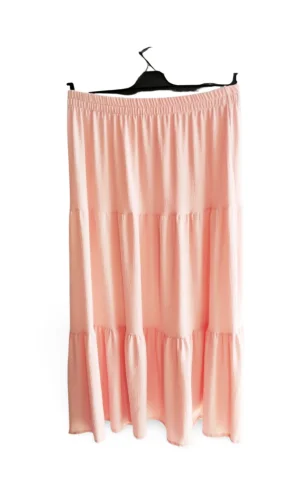 Beli Lastikli Bürümcek Kumaş Etek Anne Eteği Uzun Namaz Eteği Somon 44-52 beden