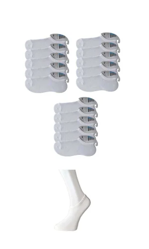 Beyaz Erkek Görünmez Çorap 15 çift