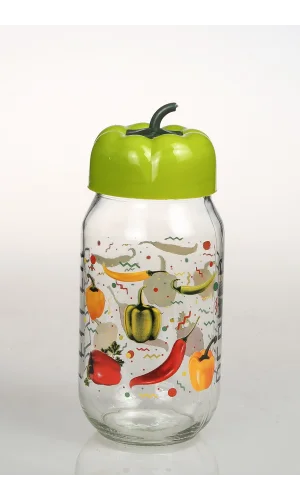 Biber Kapaklı Desenli Kavanoz 1000 Cc Royaleks-BKD1000