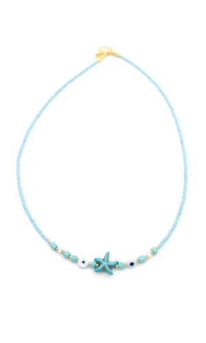 Boncuk Deniz Yıldzı Kolye - Mavi