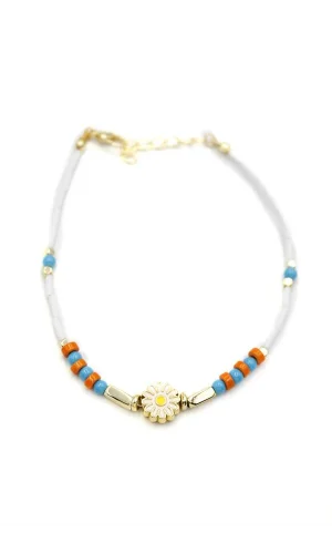 Boncuklu Papatya Halhal - Altın