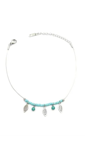 Boncuklu Yonca Halhal - Gümüş