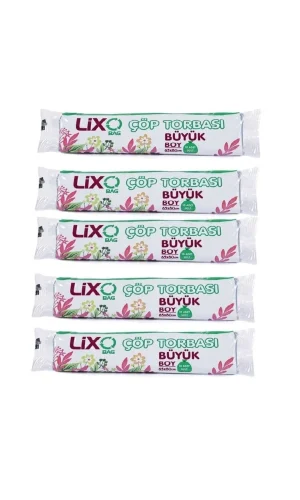 Büyük Boy Çöp Torbası 65 x 80 cm 10 Lu Rulo x 5 Paket = 50 Adet (Mavi)