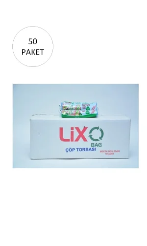 Büyük Boy Çöp Torbası 65 x 80 cm 10 Lu Rulo x 50 Paket = 500 Adet (Mavi)