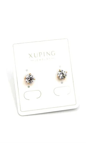 Büyük Boy Tek Taş Küpe - Altın