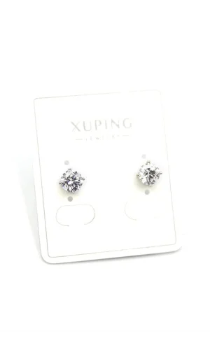 Büyük Boy Tek Taş Küpe - Gümüş