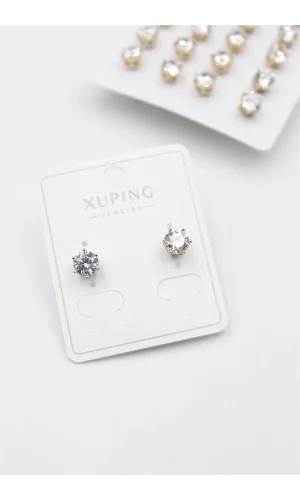 Büyük Boy Zirkon Taşlı Tektaş  Küpe - Altın