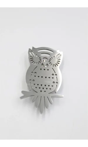 Çelik Baykuş Broş - Gümüş