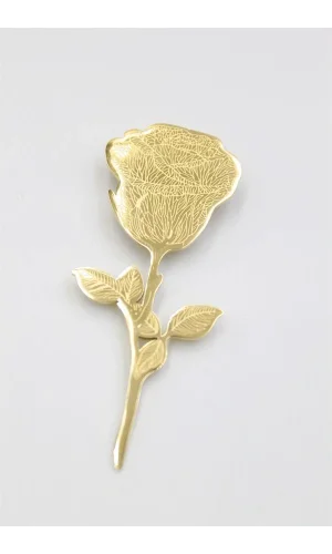 Çelik Gül Broş - Altın