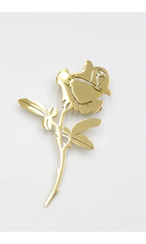 Çelik Gül Broş - Altın