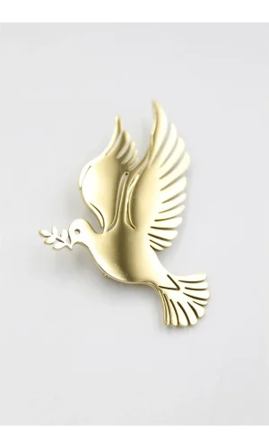 Çelik Güvercin Broş - Altın