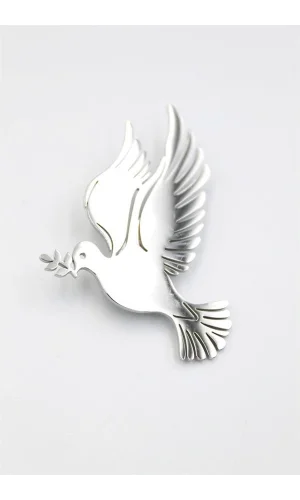 Çelik Güvercin Broş - Gümüş