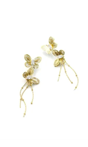 Çelik Kelebek Küpe - Altın