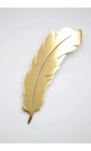 Çelik Tüy Broş - Altın