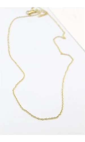 Çelik Zincir Kolye - 45 cm - Altın