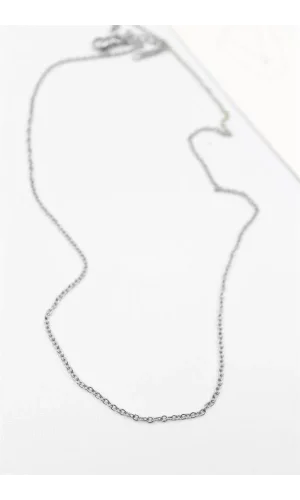 Çelik Zincir Kolye - 45 cm - Gümüş