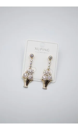 Çiçek Buketi Küpe - Altın