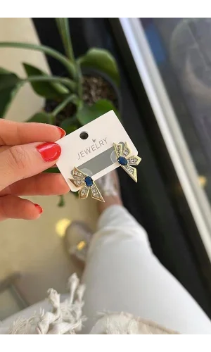 Çiçek Küpe - Mavi