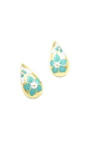 Çiçek Küpe - Mavi