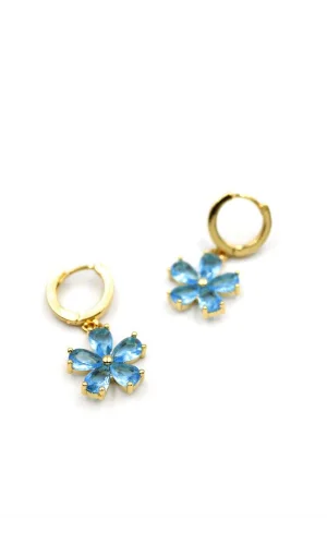 Çiçek Küpe - Mavi