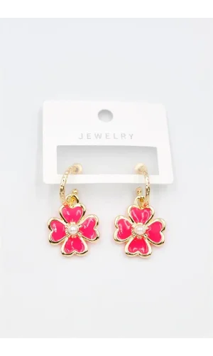 Çiçek Küpe - Pembe