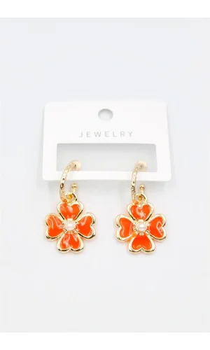 Çiçek Küpe - Turuncu