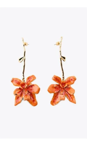 Çiçek Küpe - Turuncu