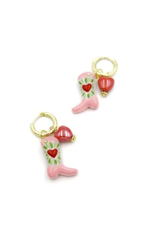 Çizme Küpe - Kırmızı