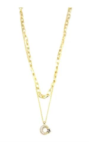 Çoklu Ay Yıldız Kolye - Altın