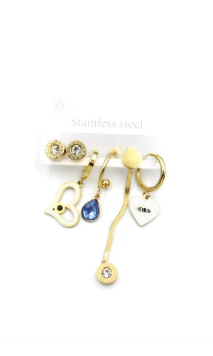 Çoklu Çelik Küpe - Altın