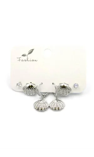 Çoklu Deniz Kabuğu Küpe - Gümüş