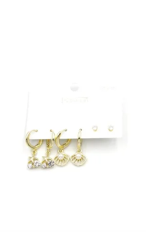 Çoklu İnci Küpe - Altın