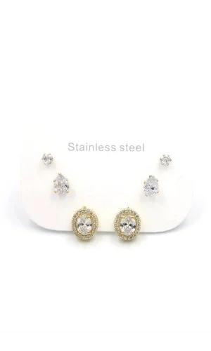 Çoklu Taşlı Küpe - Altın