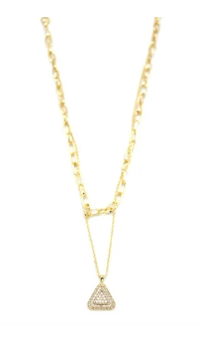 Çoklu Üçgen Kolye - Altın