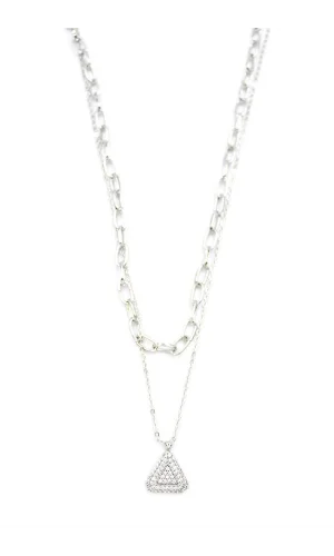 Çoklu Üçgen Kolye - Gümüş