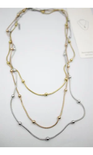 Çoklu Zincir Toplu Çelik Kolye - ÇOK RENKLİ