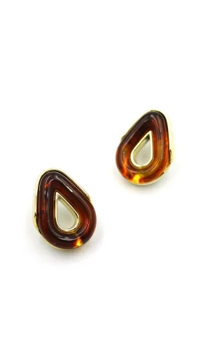 Damla Küpe - Kahverengi