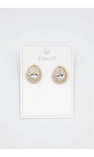 Damla Taşlı Küpe - Altın