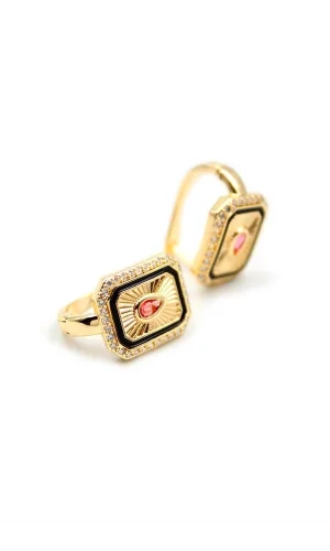 Damla Taşlı Küpe - Pembe