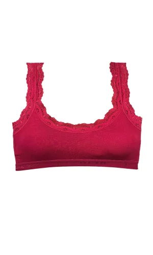 Dantel Nakış İşlemeli Pedli Bambu Kadın Büstiyer Bordo